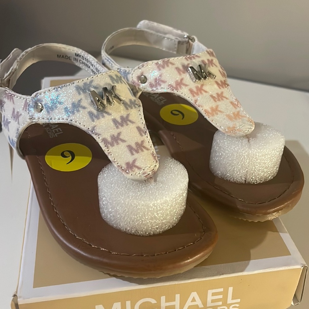 NWT Rainbow Glitter MK sandal for toddler girl in size 9